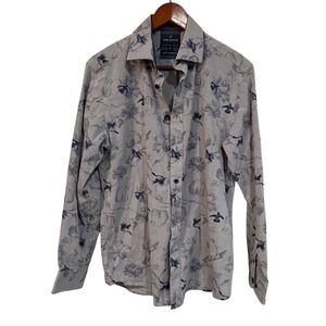 Daniel hechter‎ 100% cotton no iron soft grey and blue men's dress shirt ,